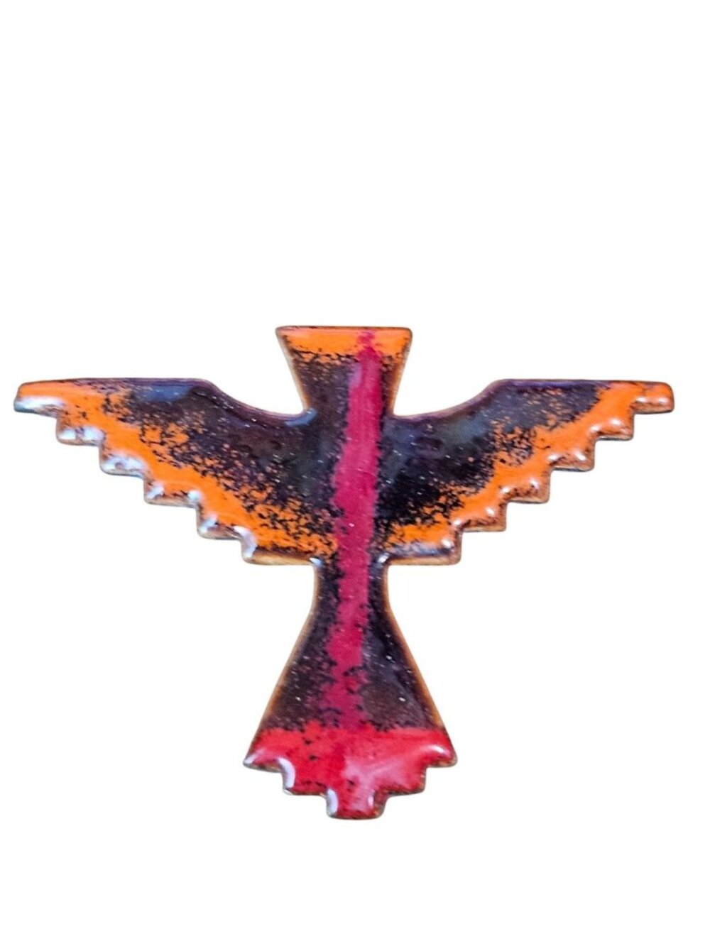 Vintage Enamel Thunderbird Brooch Copper Tone Southwest Native Style Bird Pin - Picture 3 of 7
